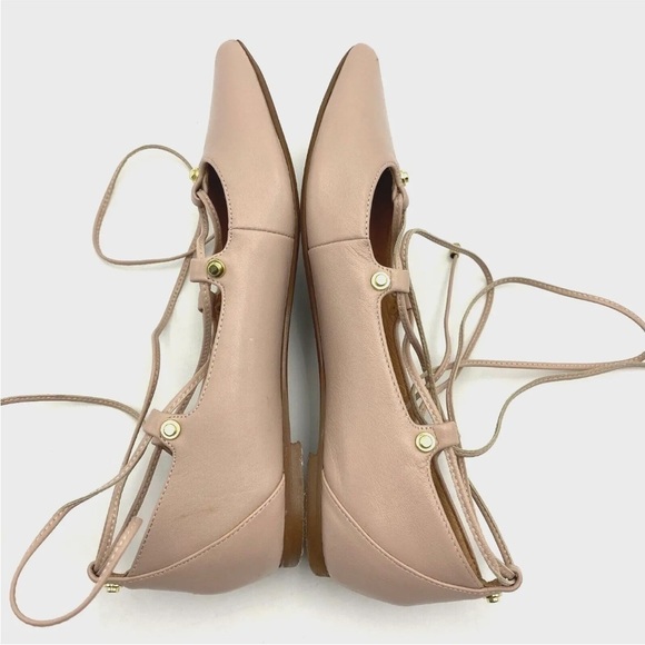 HALOGEN Owen Blush Pink Pointy Toe Leather Lace Up Flats US 4.5M - Picture 5 of 13
